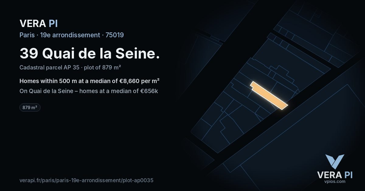 39 Quai de la Seine, 19e arrondissement at night – the plot lit, the parcels around coloured by the prices near them