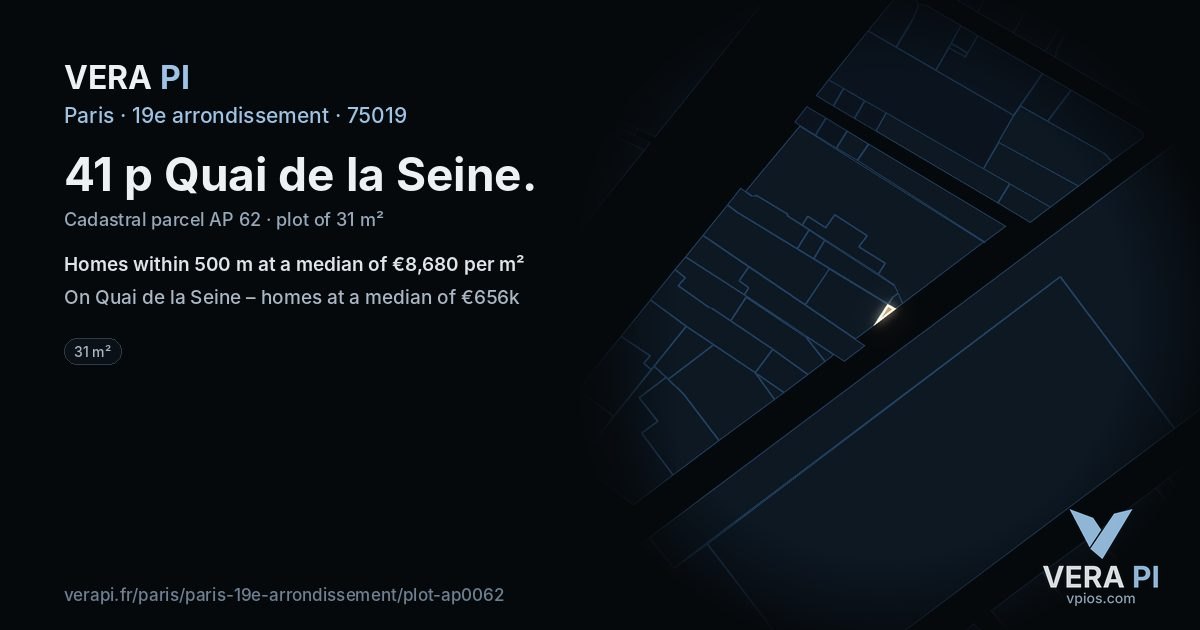 41 p Quai de la Seine, 19e arrondissement at night – the plot lit, the parcels around coloured by the prices near them