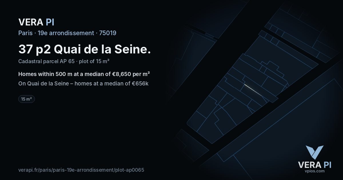 37 p2 Quai de la Seine, 19e arrondissement at night – the plot lit, the parcels around coloured by the prices near them