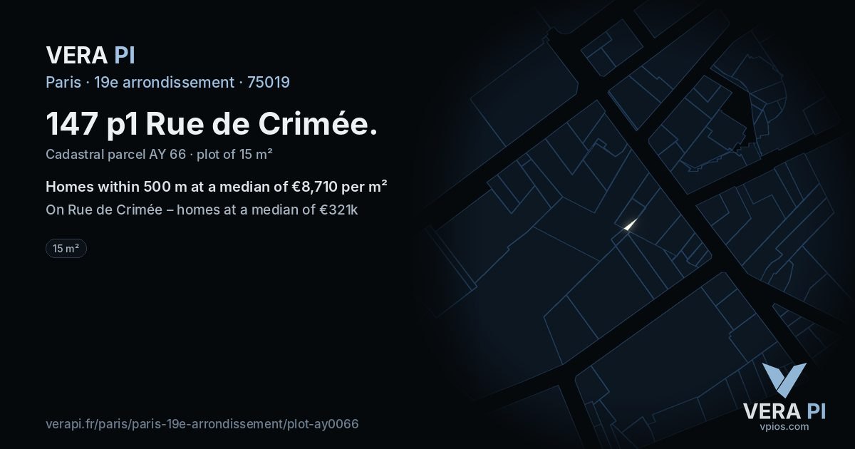 147 p1 Rue de Crimée, 19e arrondissement at night – the plot lit, the parcels around coloured by the prices near them