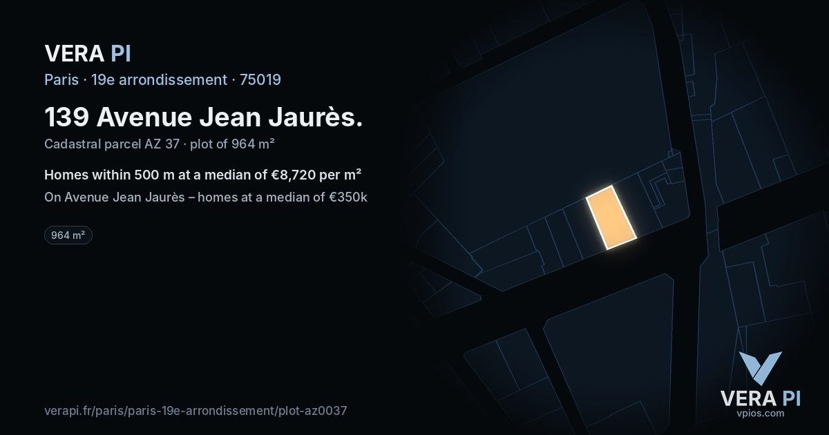 139 Avenue Jean Jaurès, 19e arrondissement at night – the plot lit, the parcels around coloured by the prices near them