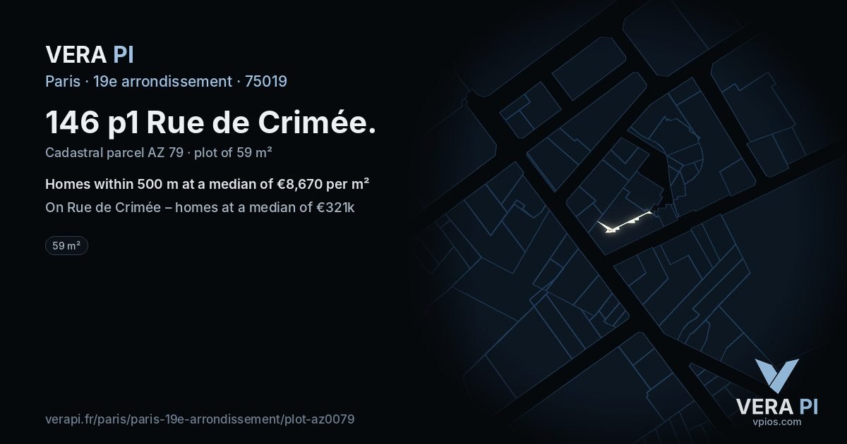 146 p1 Rue de Crimée, 19e arrondissement at night – the plot lit, the parcels around coloured by the prices near them