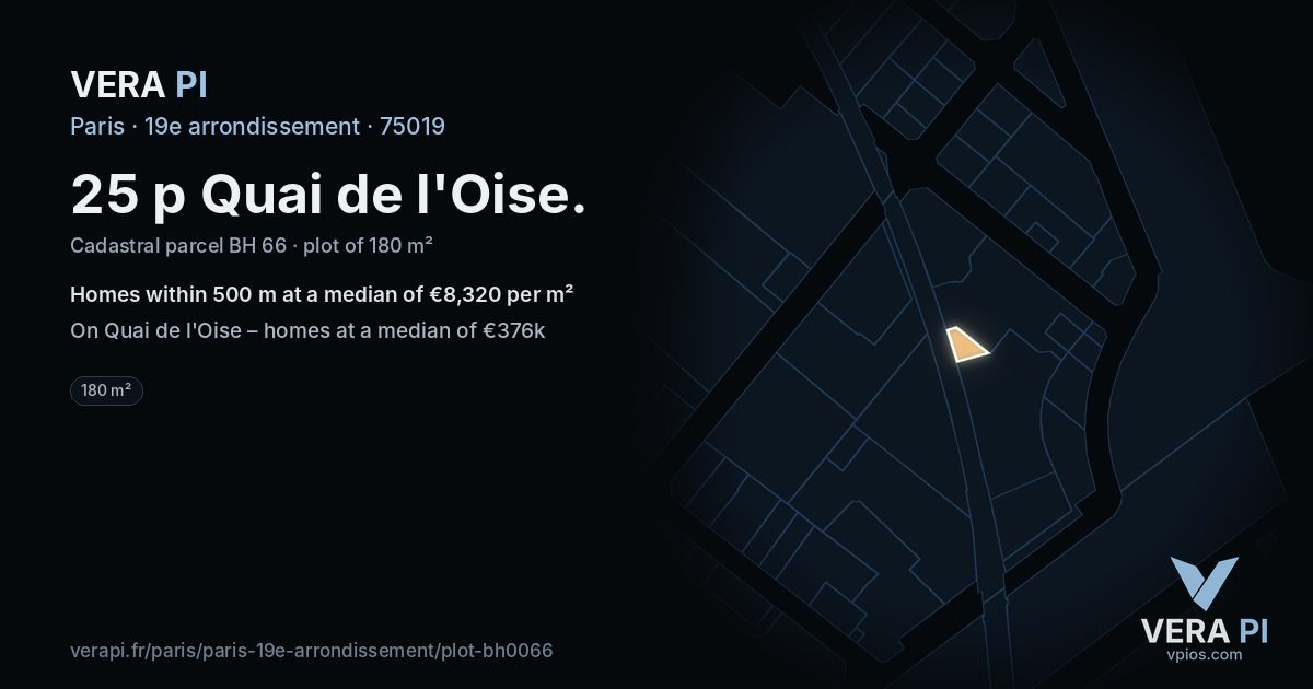 25 p Quai de l'Oise, 19e arrondissement at night – the plot lit, the parcels around coloured by the prices near them