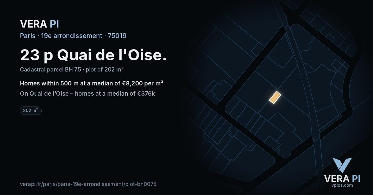 23 p Quai de l'Oise, 19e arrondissement at night – the plot lit, the parcels around coloured by the prices near them