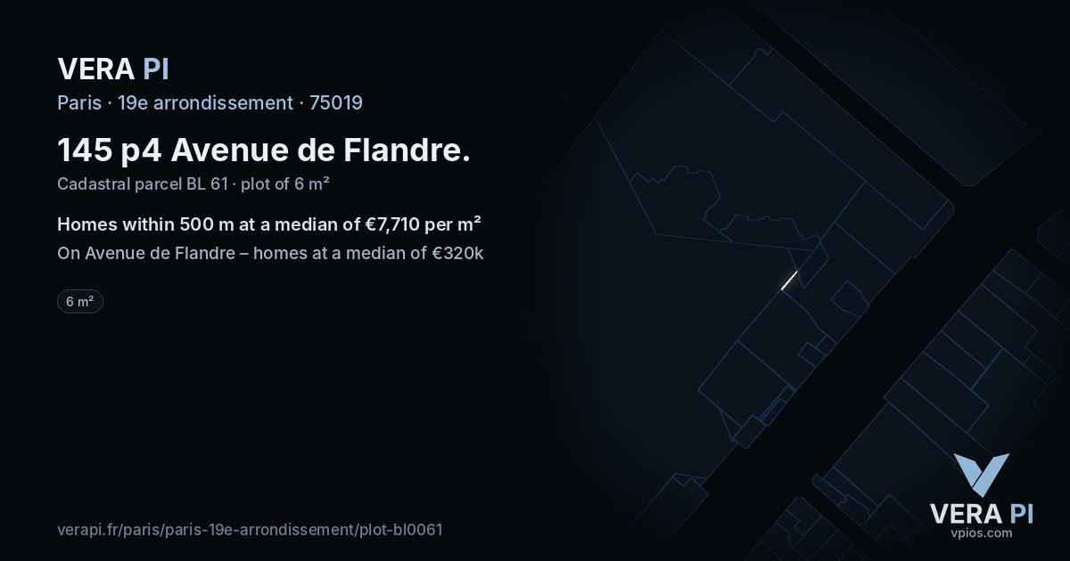 145 p4 Avenue de Flandre, 19e arrondissement at night – the plot lit, the parcels around coloured by the prices near them