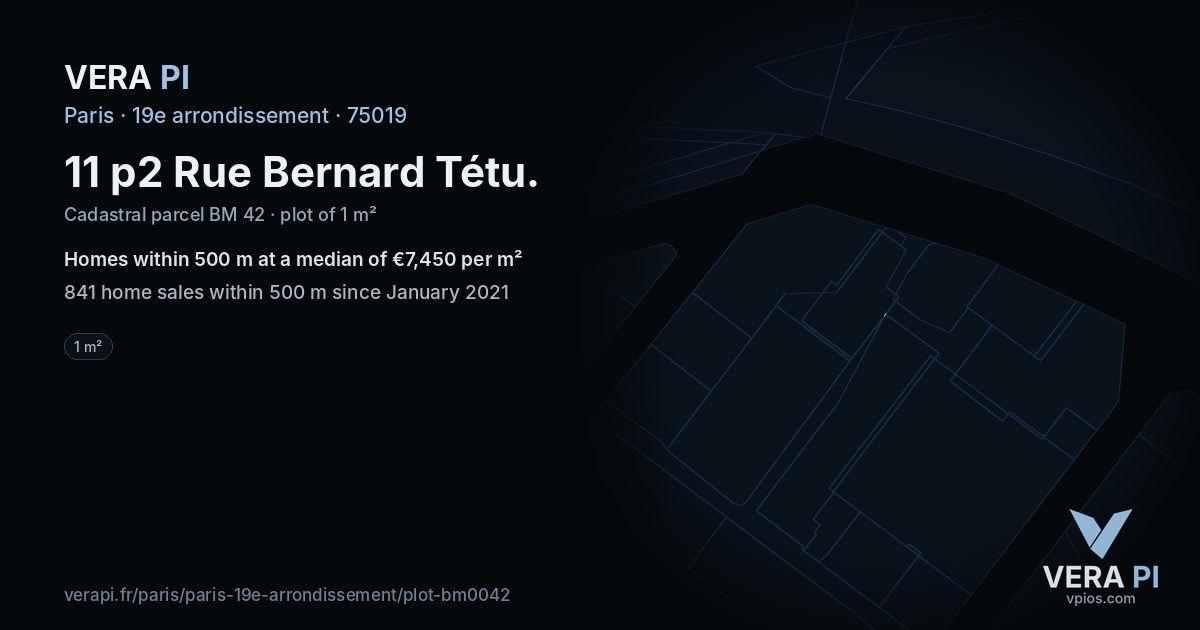 11 p2 Rue Bernard Tétu, 19e arrondissement at night – the plot lit, the parcels around coloured by the prices near them