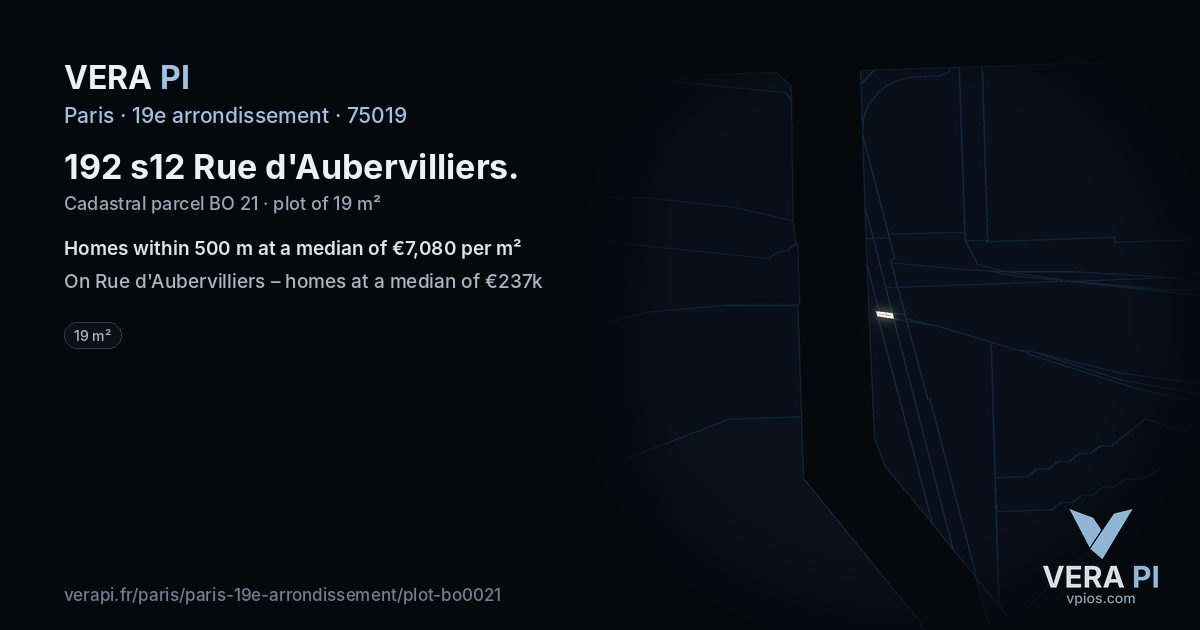 192 s12 Rue d'Aubervilliers, 19e arrondissement at night – the plot lit, the parcels around coloured by the prices near them