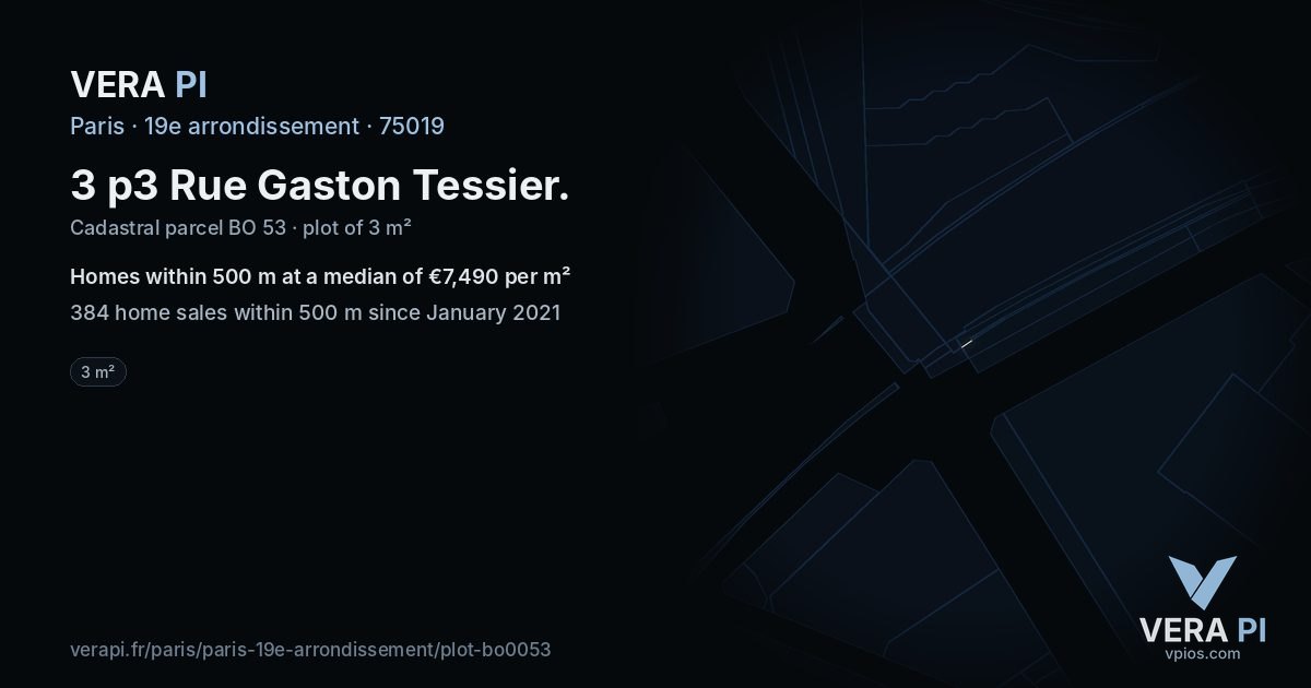 3 p3 Rue Gaston Tessier, 19e arrondissement at night – the plot lit, the parcels around coloured by the prices near them