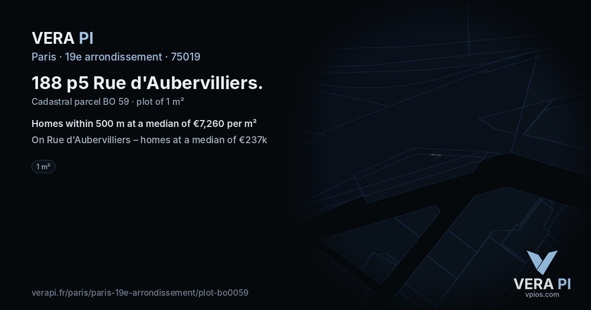 188 p5 Rue d'Aubervilliers, 19e arrondissement at night – the plot lit, the parcels around coloured by the prices near them