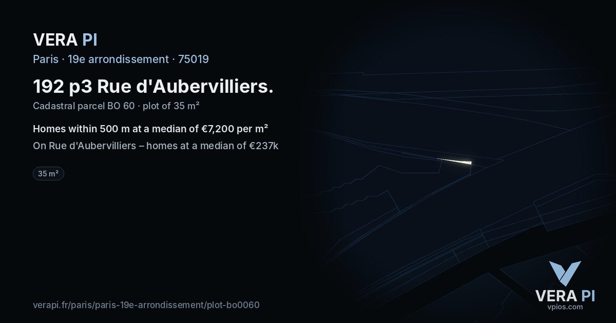 192 p3 Rue d'Aubervilliers, 19e arrondissement at night – the plot lit, the parcels around coloured by the prices near them
