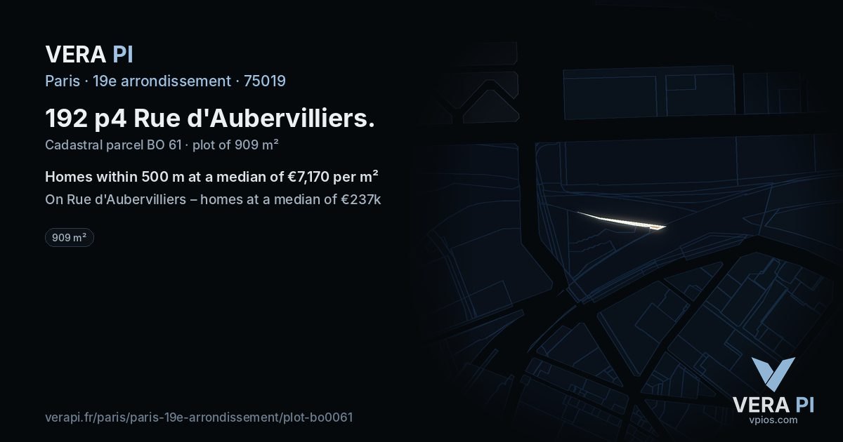192 p4 Rue d'Aubervilliers, 19e arrondissement at night – the plot lit, the parcels around coloured by the prices near them