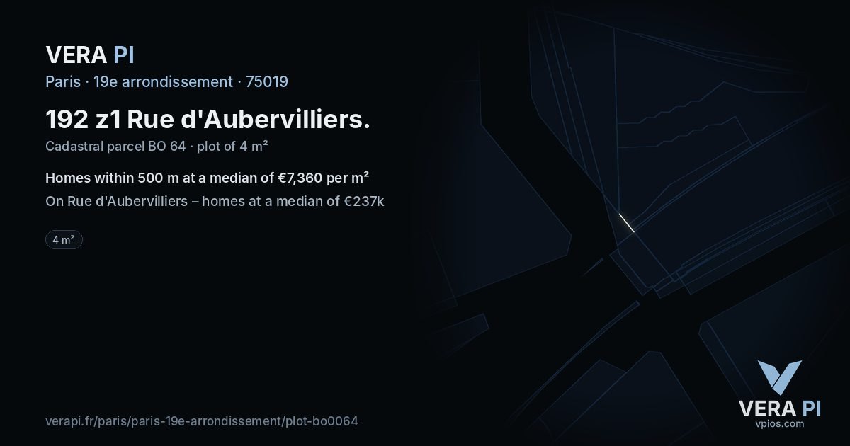 192 z1 Rue d'Aubervilliers, 19e arrondissement at night – the plot lit, the parcels around coloured by the prices near them