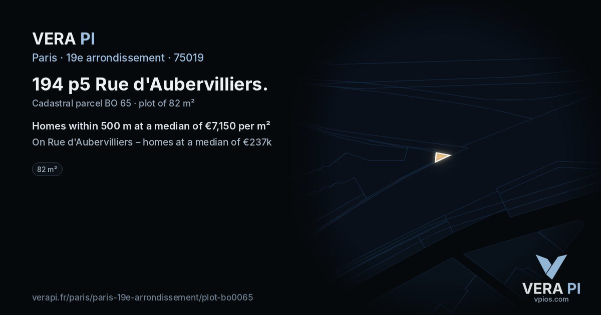 194 p5 Rue d'Aubervilliers, 19e arrondissement at night – the plot lit, the parcels around coloured by the prices near them