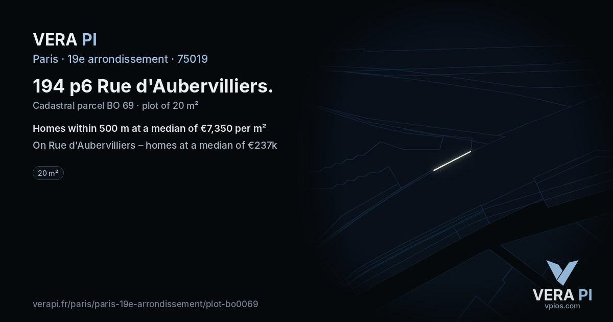 194 p6 Rue d'Aubervilliers, 19e arrondissement at night – the plot lit, the parcels around coloured by the prices near them