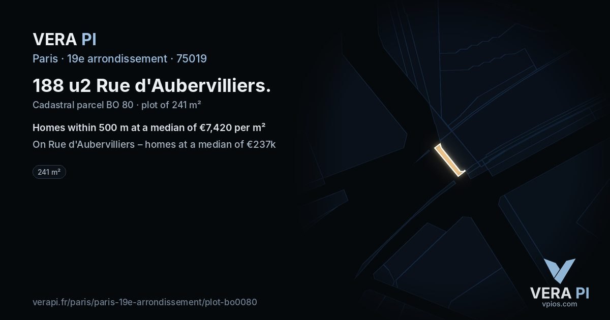188 u2 Rue d'Aubervilliers, 19e arrondissement at night – the plot lit, the parcels around coloured by the prices near them