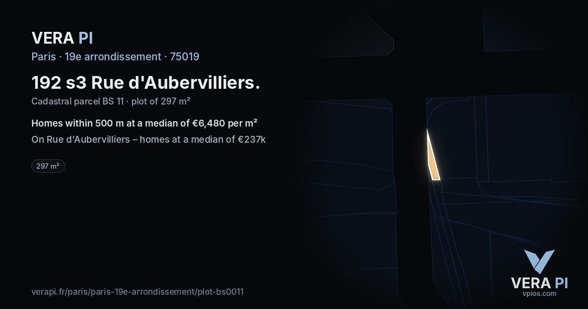 192 s3 Rue d'Aubervilliers, 19e arrondissement at night – the plot lit, the parcels around coloured by the prices near them