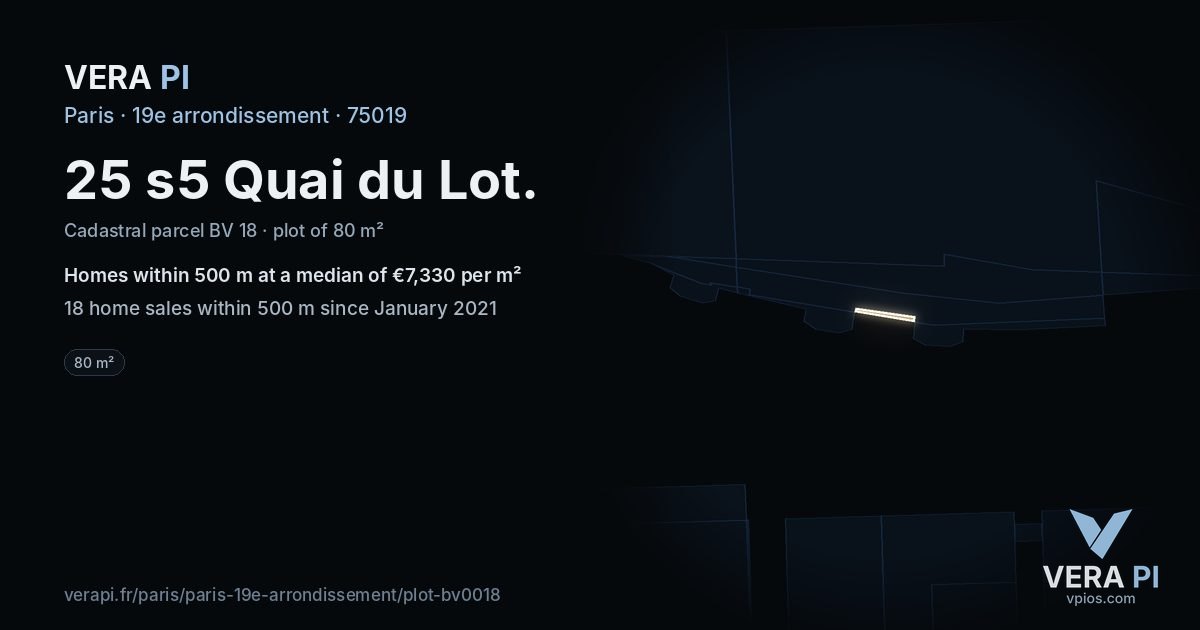25 s5 Quai du Lot, 19e arrondissement at night – the plot lit, the parcels around coloured by the prices near them