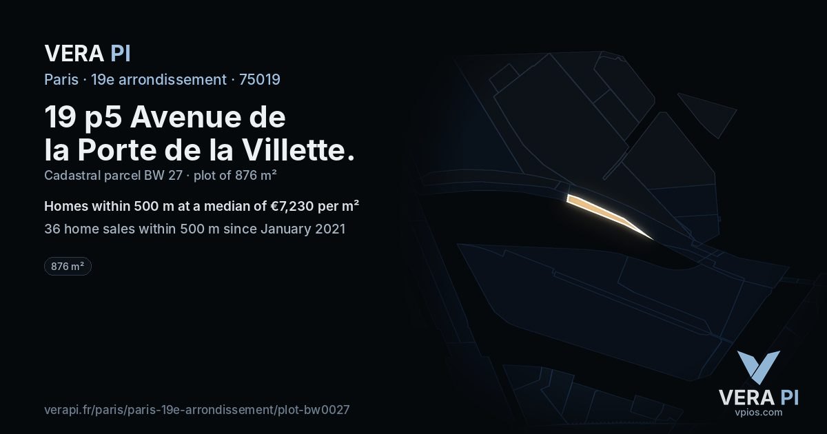19 p5 Avenue de la Porte de la Villette, 19e arrondissement at night – the plot lit, the parcels around coloured by the prices near them