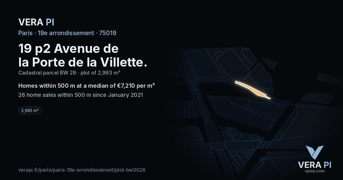 19 p2 Avenue de la Porte de la Villette, 19e arrondissement at night – the plot lit, the parcels around coloured by the prices near them