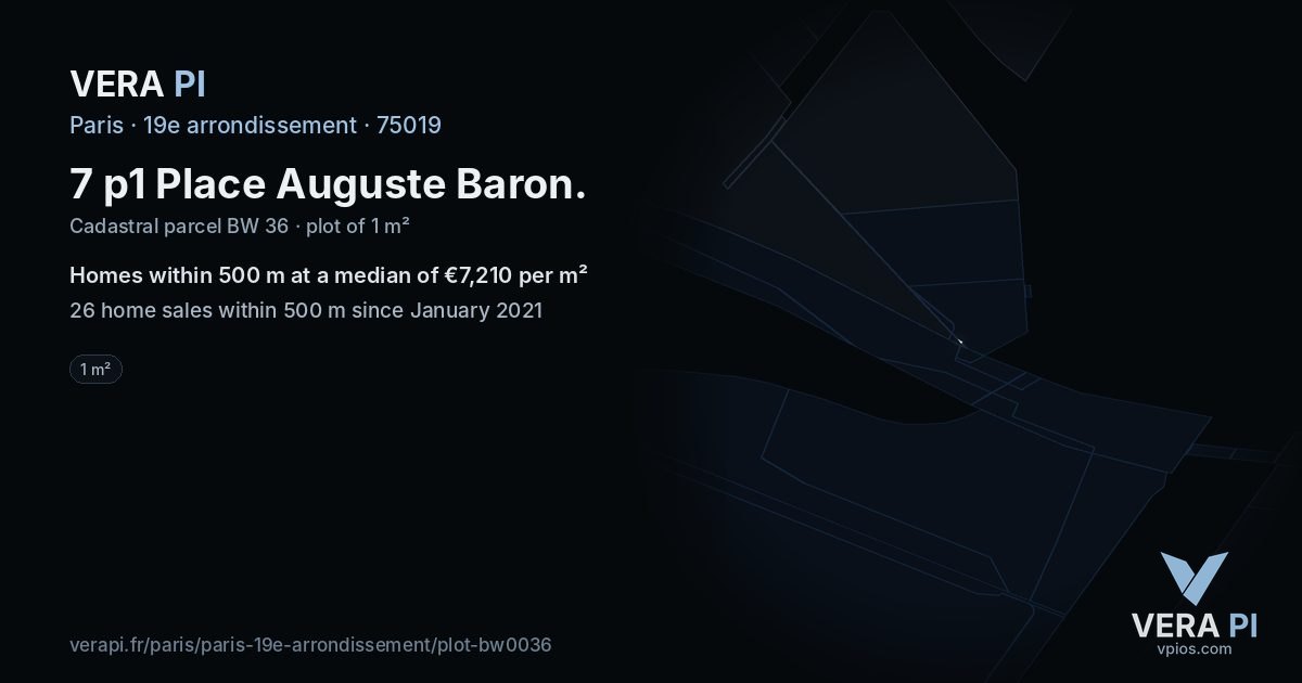 7 p1 Place Auguste Baron, 19e arrondissement at night – the plot lit, the parcels around coloured by the prices near them
