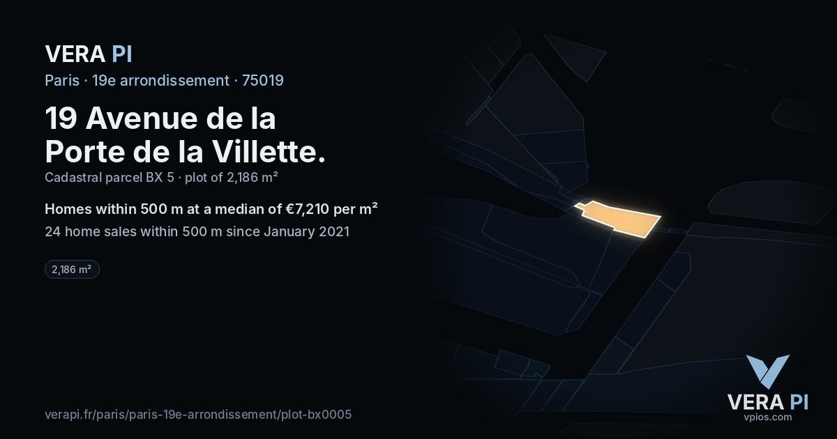 19 Avenue de la Porte de la Villette, 19e arrondissement at night – the plot lit, the parcels around coloured by the prices near them