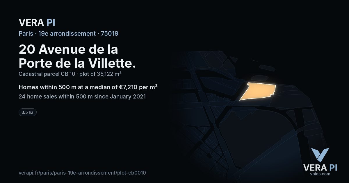 20 Avenue de la Porte de la Villette, 19e arrondissement at night – the plot lit, the parcels around coloured by the prices near them