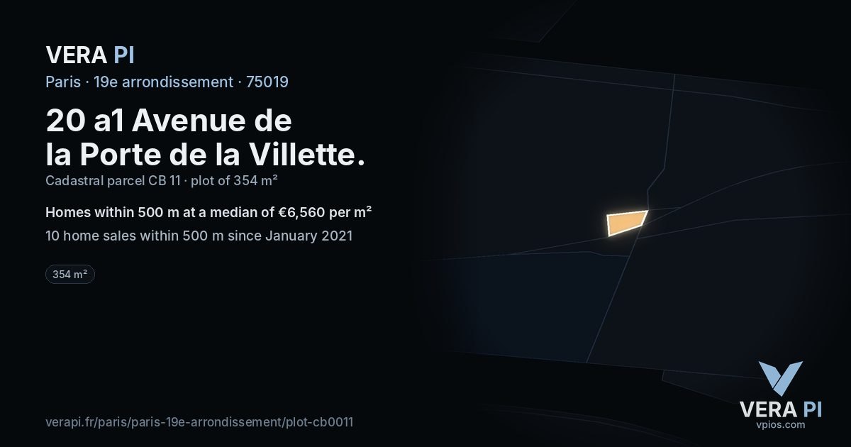 20 a1 Avenue de la Porte de la Villette, 19e arrondissement at night – the plot lit, the parcels around coloured by the prices near them
