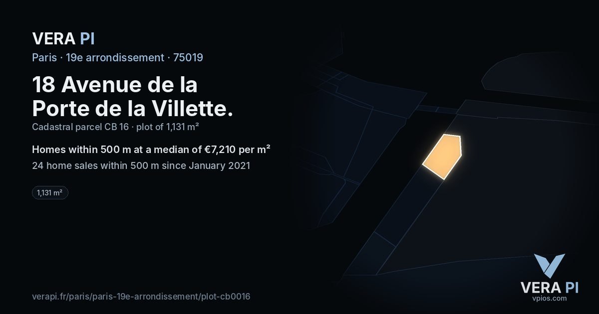 18 Avenue de la Porte de la Villette, 19e arrondissement at night – the plot lit, the parcels around coloured by the prices near them