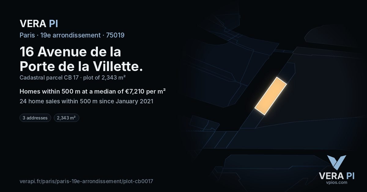 16 Avenue de la Porte de la Villette, 19e arrondissement at night – the plot lit, the parcels around coloured by the prices near them