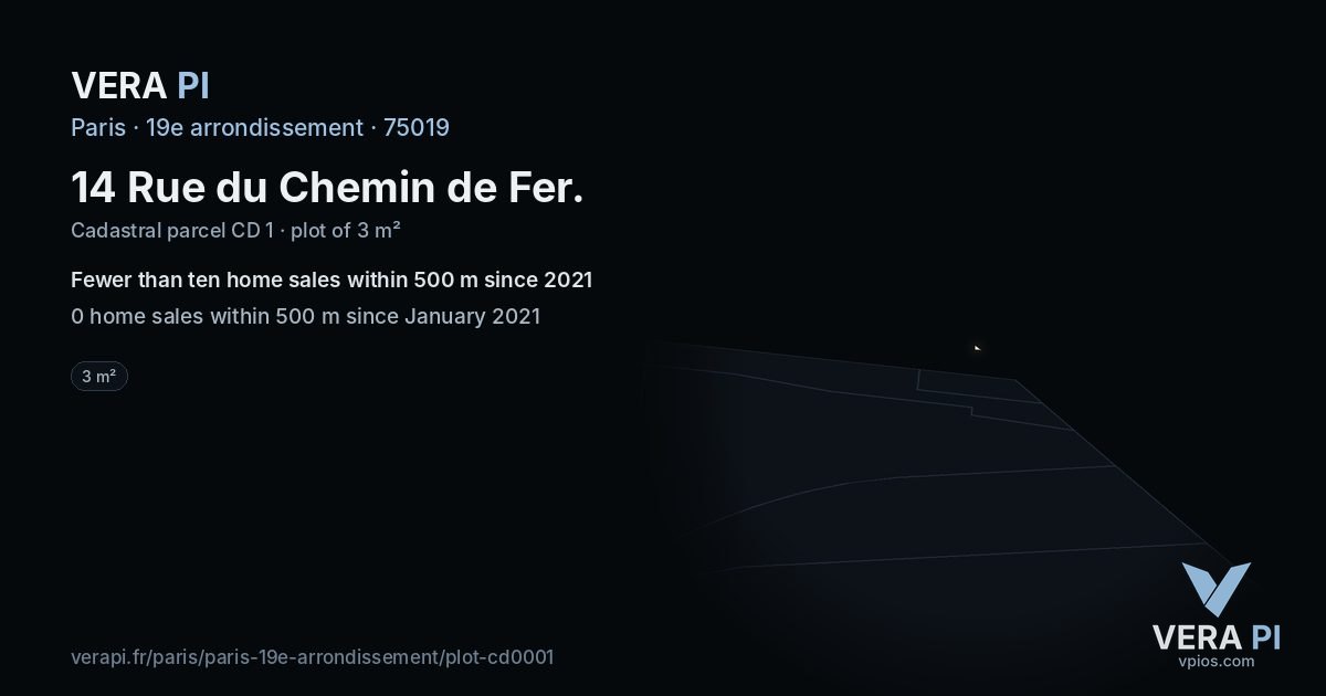 14 Rue du Chemin de Fer, 19e arrondissement at night – the plot lit, the parcels around coloured by the prices near them