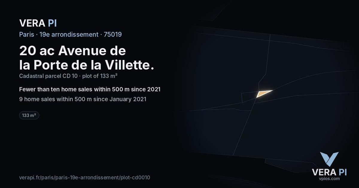 20 ac Avenue de la Porte de la Villette, 19e arrondissement at night – the plot lit, the parcels around coloured by the prices near them