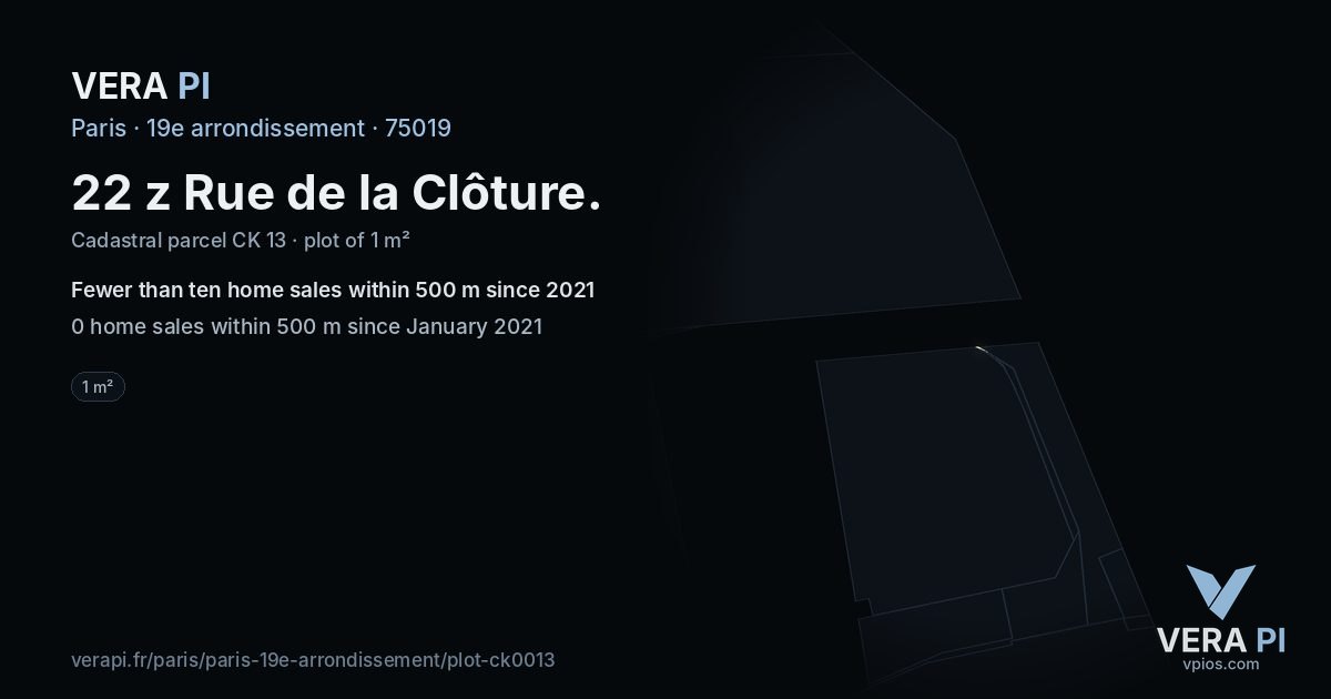 22 z Rue de la Clôture, 19e arrondissement at night – the plot lit, the parcels around coloured by the prices near them