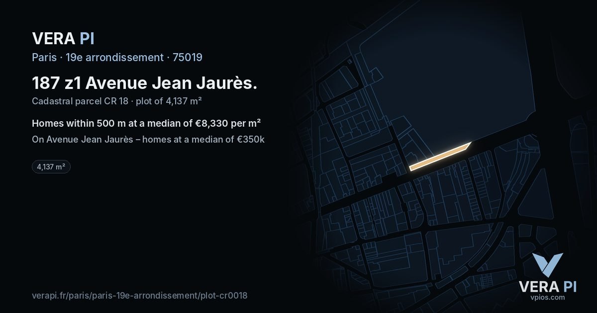 187 z1 Avenue Jean Jaurès, 19e arrondissement at night – the plot lit, the parcels around coloured by the prices near them