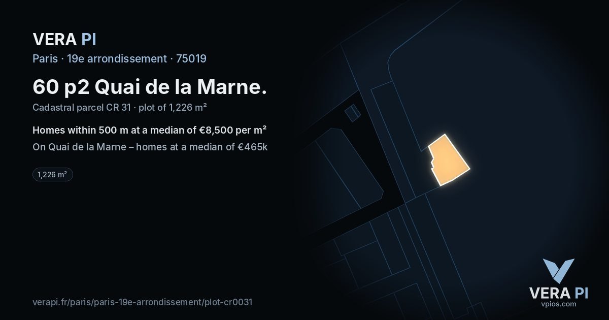 60 p2 Quai de la Marne, 19e arrondissement at night – the plot lit, the parcels around coloured by the prices near them