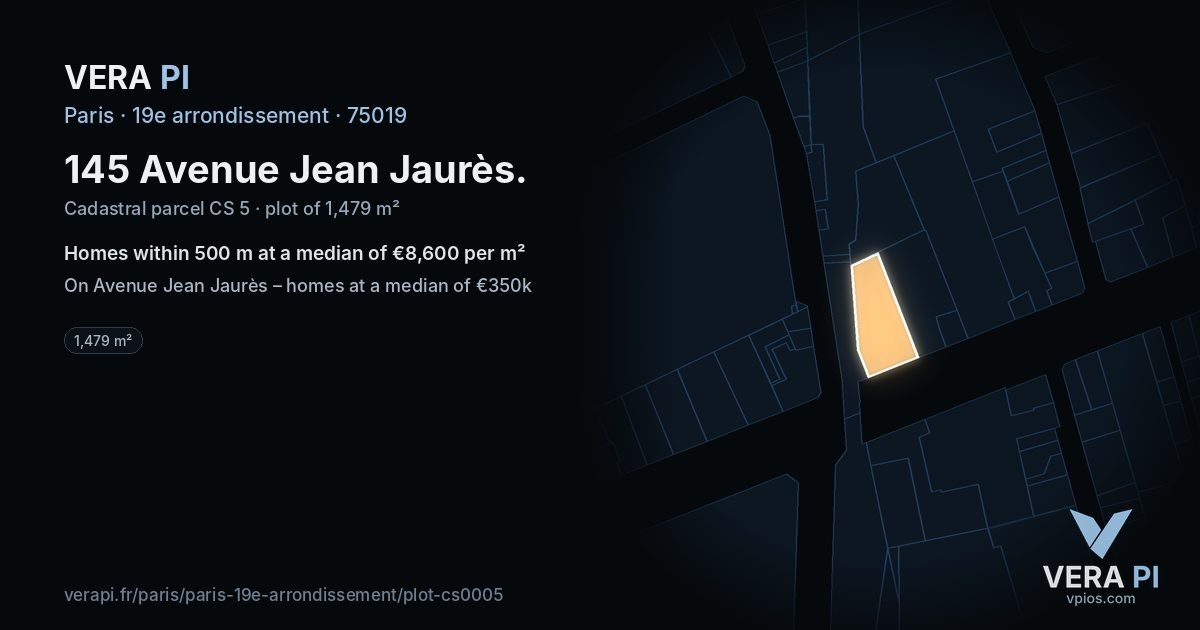 145 Avenue Jean Jaurès, 19e arrondissement at night – the plot lit, the parcels around coloured by the prices near them