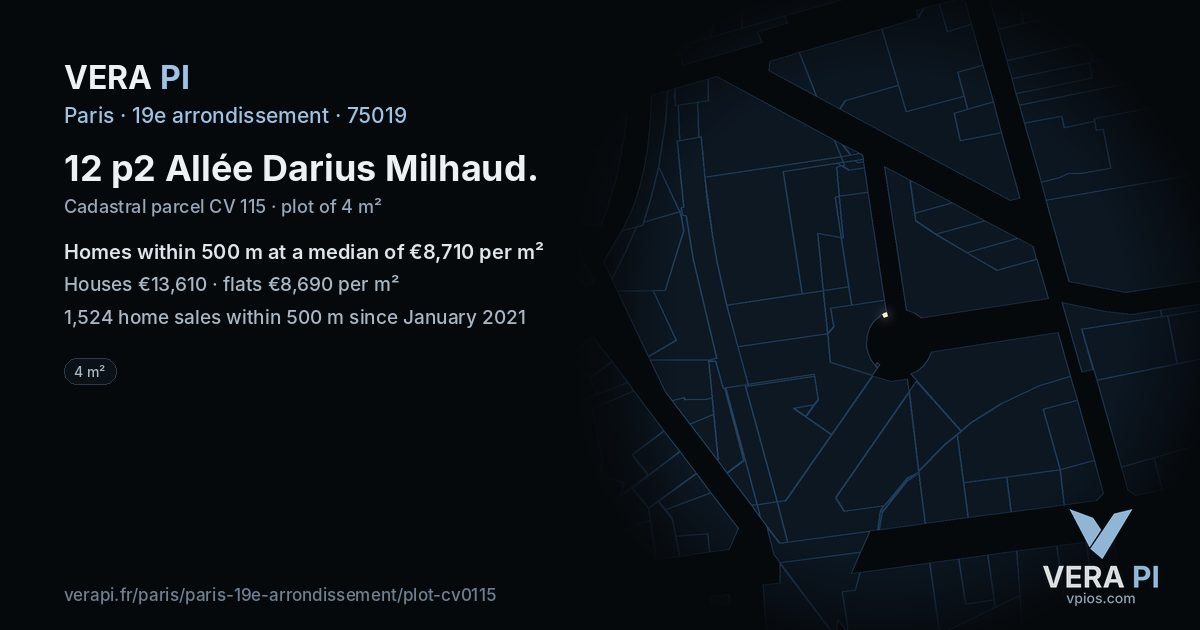12 p2 Allée Darius Milhaud, 19e arrondissement at night – the plot lit, the parcels around coloured by the prices near them