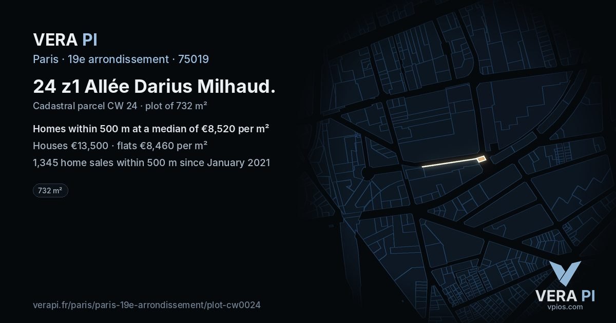24 z1 Allée Darius Milhaud, 19e arrondissement at night – the plot lit, the parcels around coloured by the prices near them