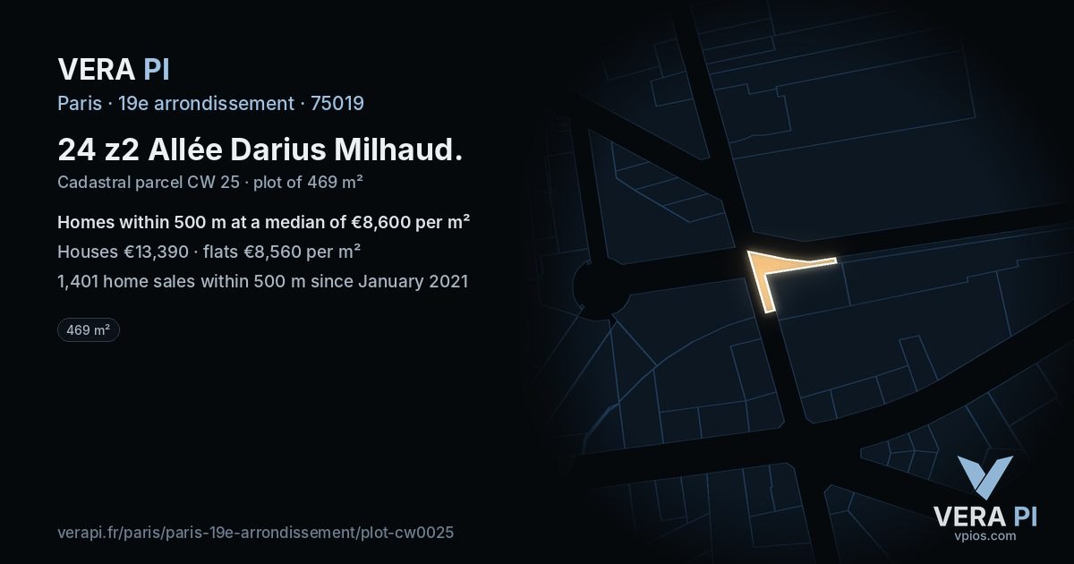 24 z2 Allée Darius Milhaud, 19e arrondissement at night – the plot lit, the parcels around coloured by the prices near them