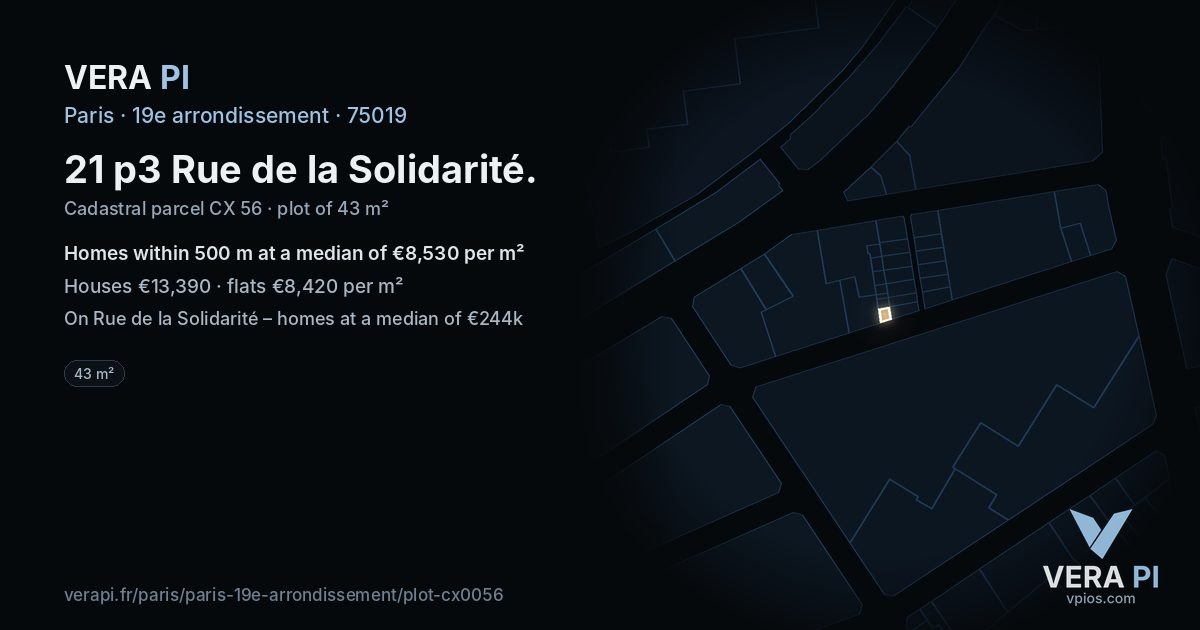 21 p3 Rue de la Solidarité, 19e arrondissement at night – the plot lit, the parcels around coloured by the prices near them