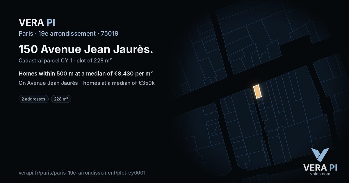 150 Avenue Jean Jaurès, 19e arrondissement at night – the plot lit, the parcels around coloured by the prices near them
