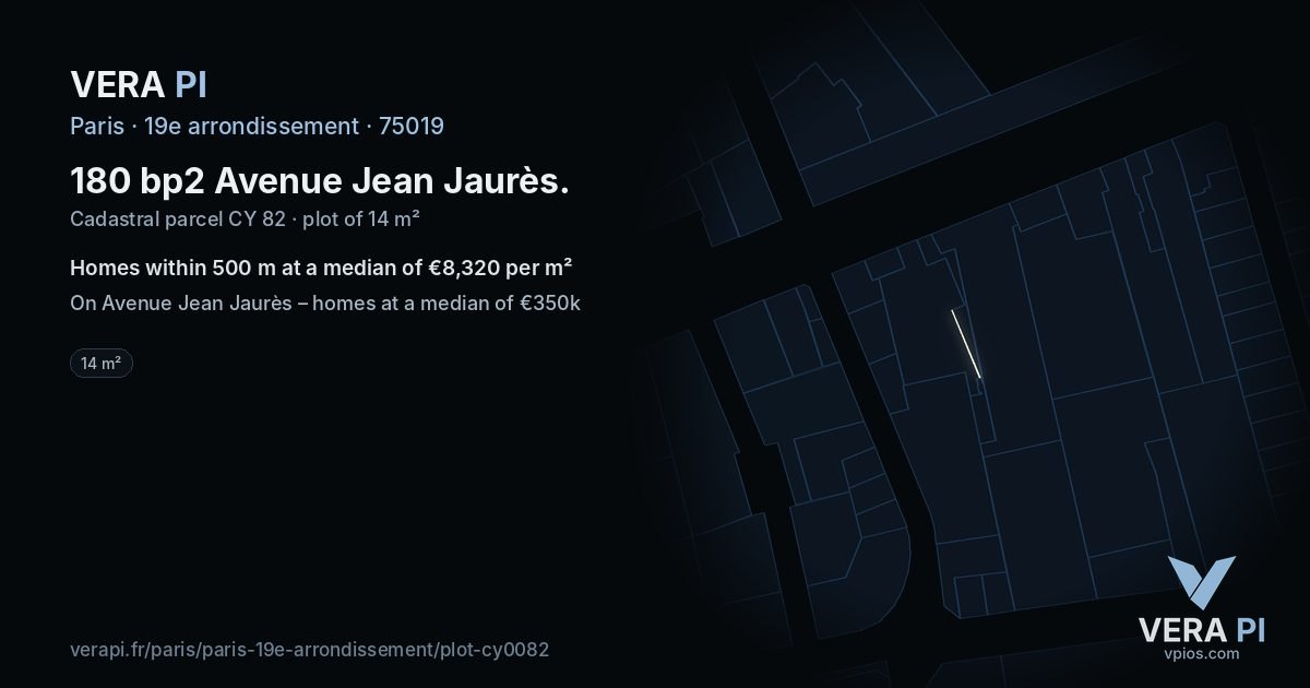 180 bp2 Avenue Jean Jaurès, 19e arrondissement at night – the plot lit, the parcels around coloured by the prices near them