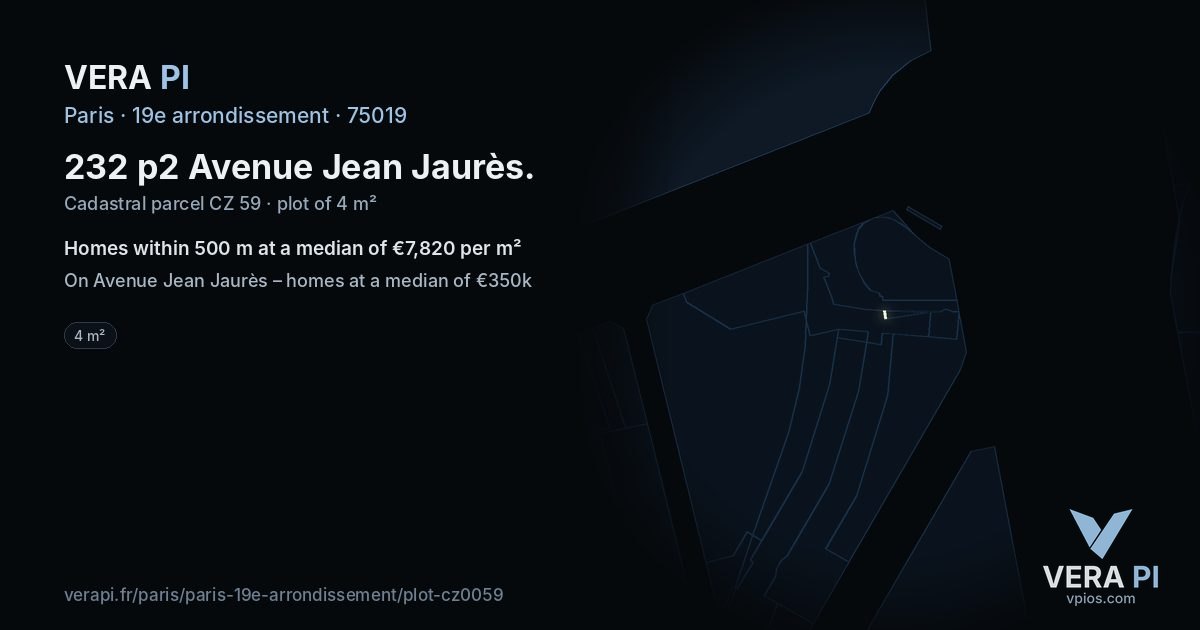 232 p2 Avenue Jean Jaurès, 19e arrondissement at night – the plot lit, the parcels around coloured by the prices near them