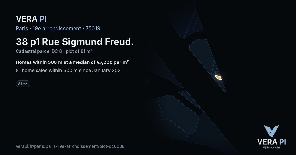 38 p1 Rue Sigmund Freud, 19e arrondissement at night – the plot lit, the parcels around coloured by the prices near them