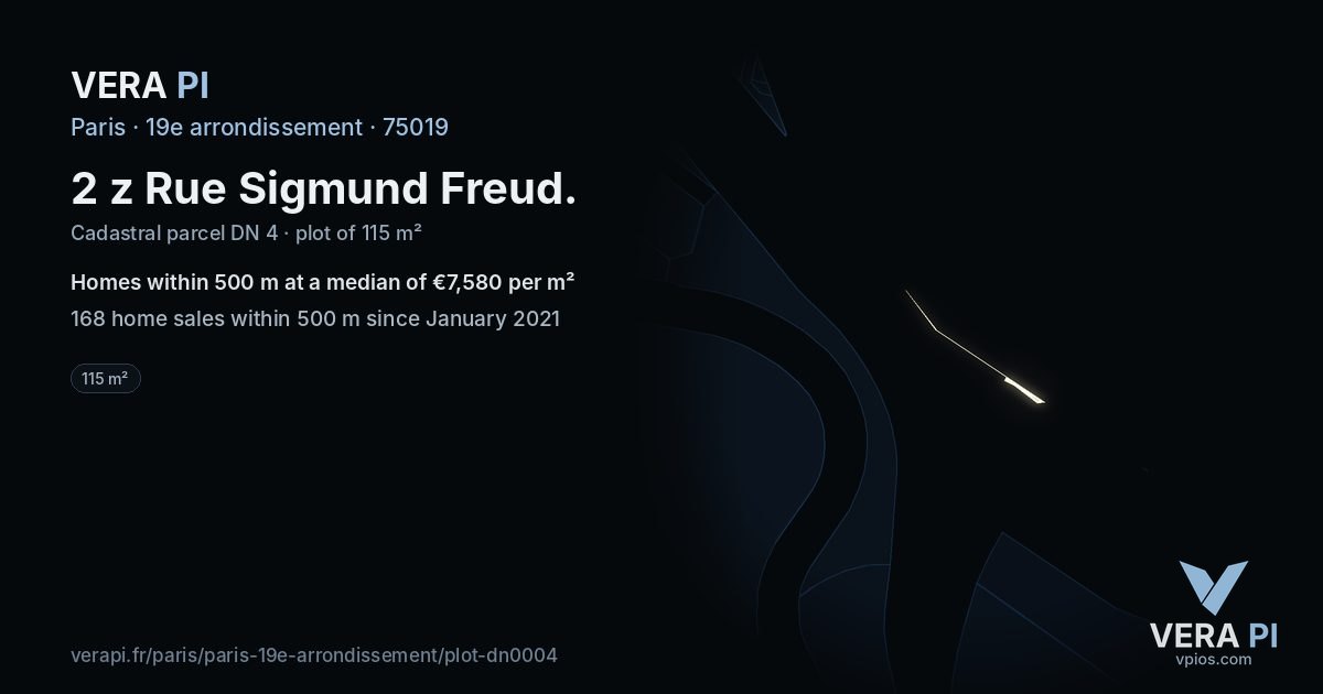 2 z Rue Sigmund Freud, 19e arrondissement at night – the plot lit, the parcels around coloured by the prices near them