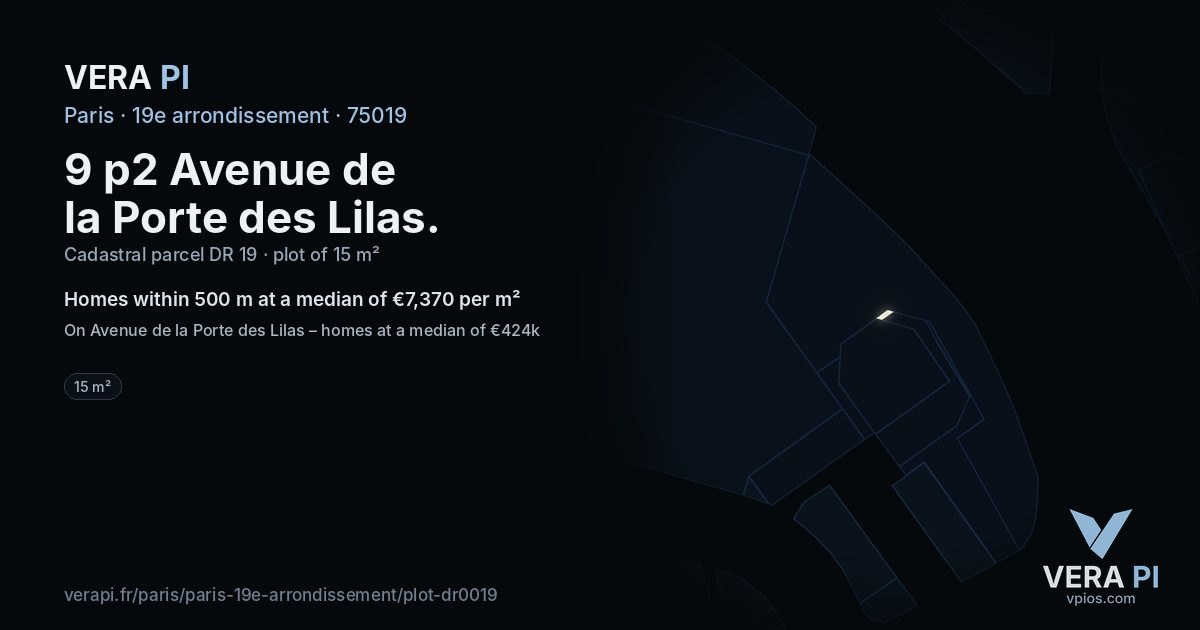 9 p2 Avenue de la Porte des Lilas, 19e arrondissement at night – the plot lit, the parcels around coloured by the prices near them