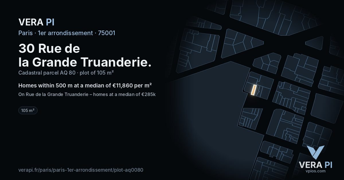 30 Rue de la Grande Truanderie, 1er arrondissement at night – the plot lit, the parcels around coloured by the prices near them