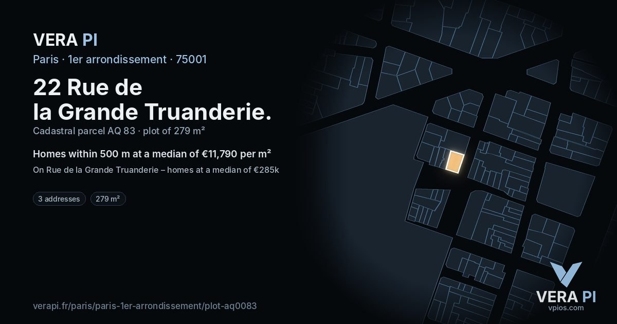 22 Rue de la Grande Truanderie, 1er arrondissement at night – the plot lit, the parcels around coloured by the prices near them