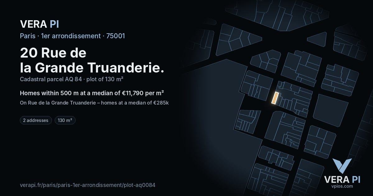20 Rue de la Grande Truanderie, 1er arrondissement at night – the plot lit, the parcels around coloured by the prices near them