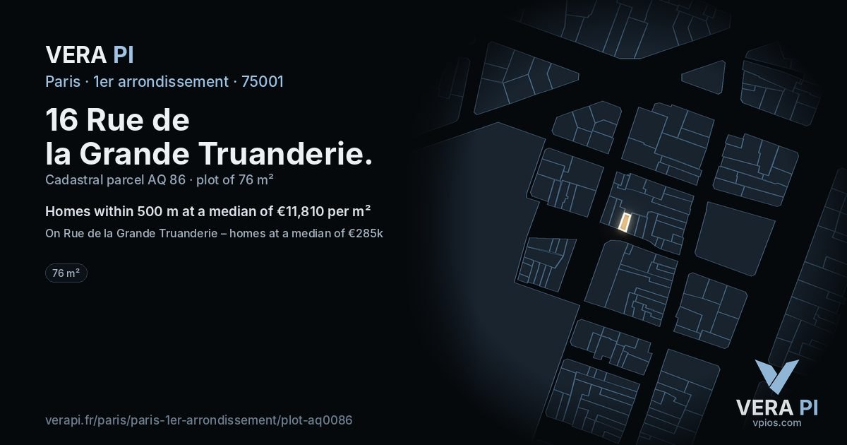 16 Rue de la Grande Truanderie, 1er arrondissement at night – the plot lit, the parcels around coloured by the prices near them