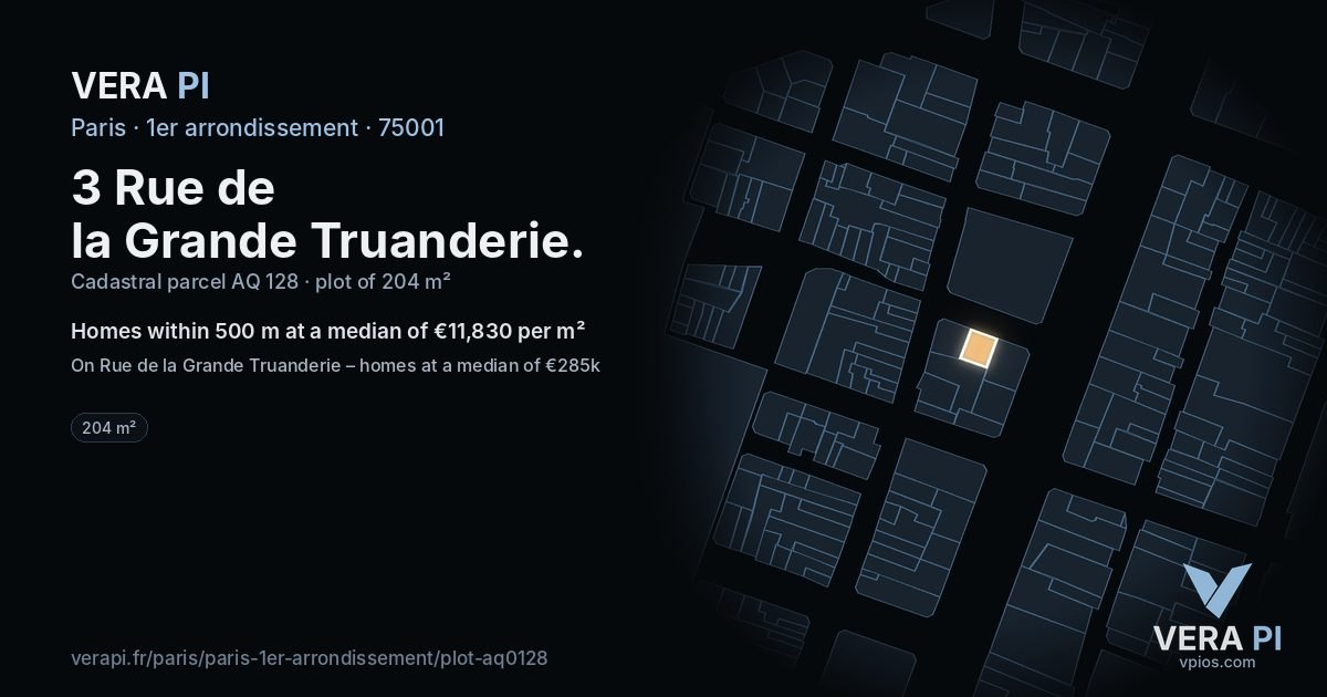 3 Rue de la Grande Truanderie, 1er arrondissement at night – the plot lit, the parcels around coloured by the prices near them